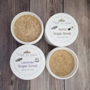 four jars of made to lather sugar scrubs by Made to Lather