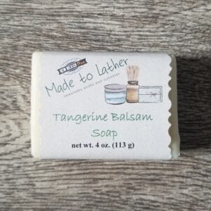 bar of tangerine balsam soap by made to lather