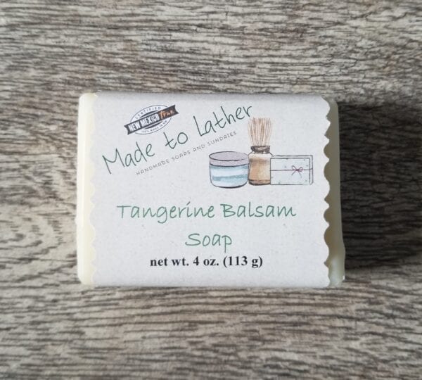 bar of tangerine balsam soap by made to lather