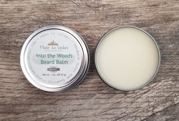 two tins of into the woods beard balm by made to lather