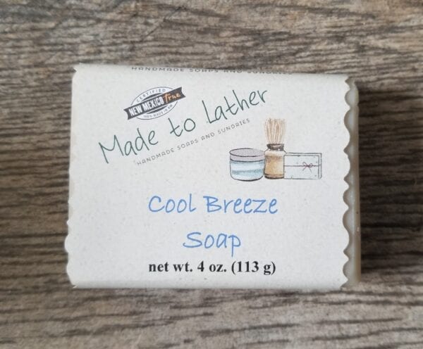 Bar of cool breeze soap by Made to Lather