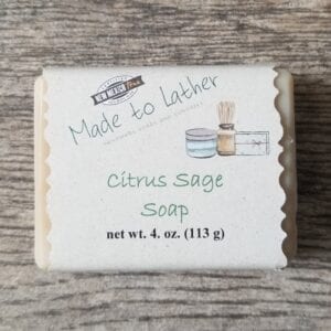 bar of citrus sage soap by Made to Lather