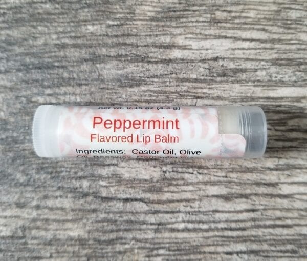 tube of peppermint lip balm by made to lather