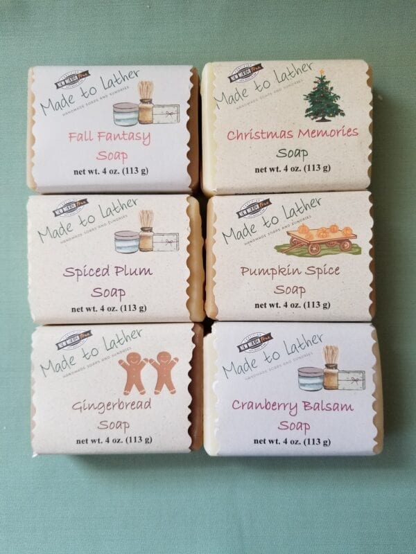 Set of six Holiday scented soaps by Made to Lather