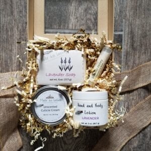 NM True Gift Box #4 by made to lather, contains soap, lotion, lip balm and cuticle cream