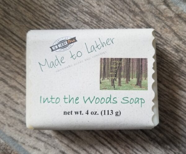bar of into the woods soap by Made to Lather