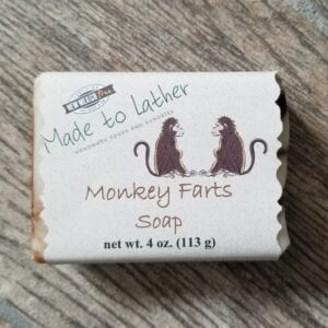 bar of monkey farts soap by Made to Lather