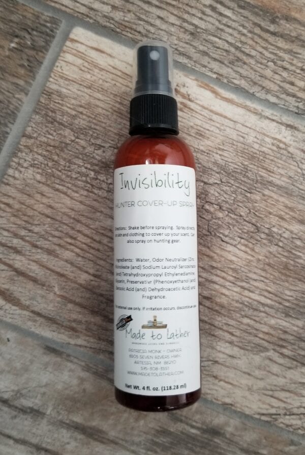 bottle of invisibility spray by made to lather