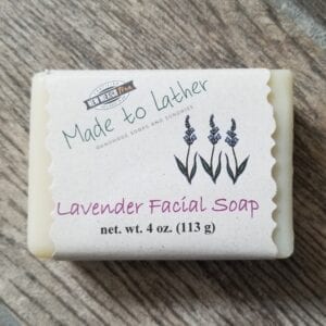 a bar of made to lather's lavender facial soap