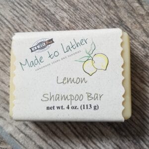 a bar of Made to Lather's Lemon Shampoo Bar