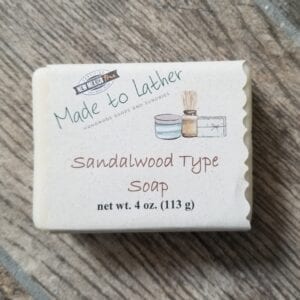 a bar of Made to Lather's Sandalwood soap