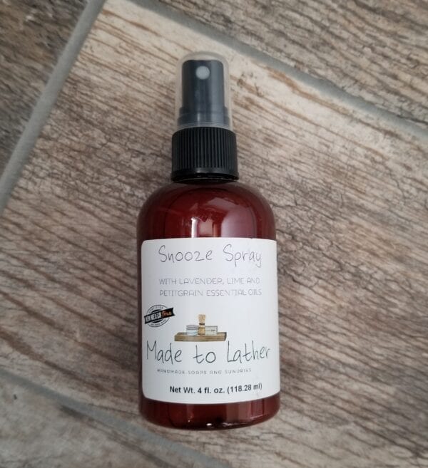 bottle of snooze spray by made to lather