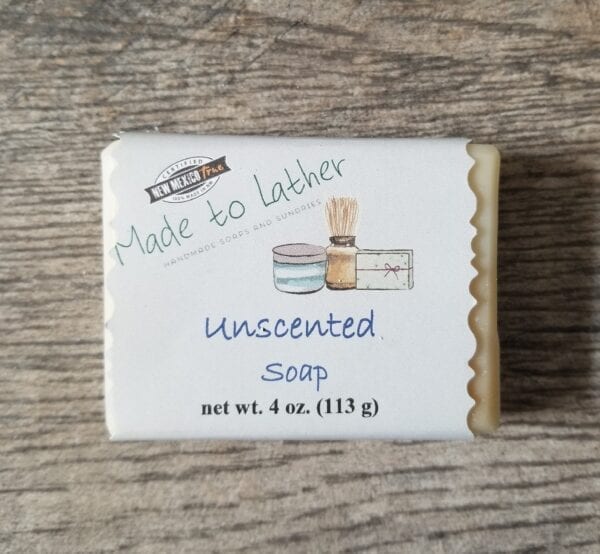 a bar of Made to Lather's Unscented soap