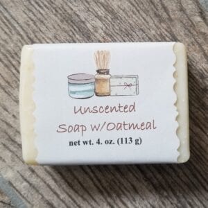 a bar of Made to Lather's Unscented soap with oatmeal