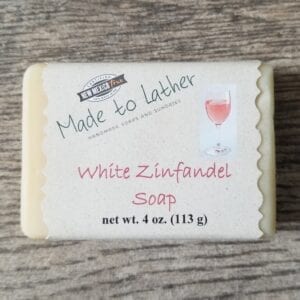a bar of Made to Lather's White Zinfandel soap